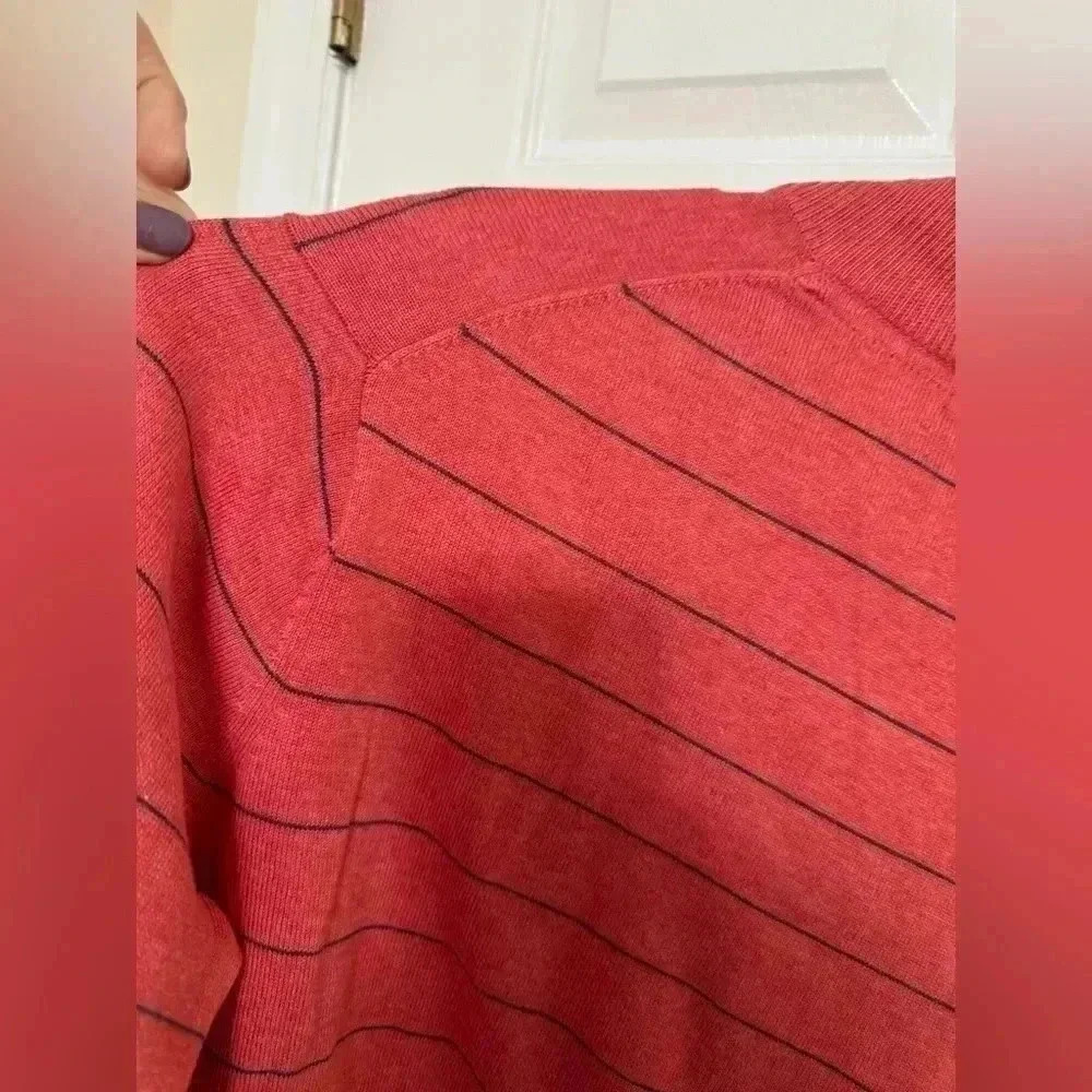 Vineyard Vines Salmon and Blue Striped Quarter Zip Sweater - Size M - Picture 8 of 10